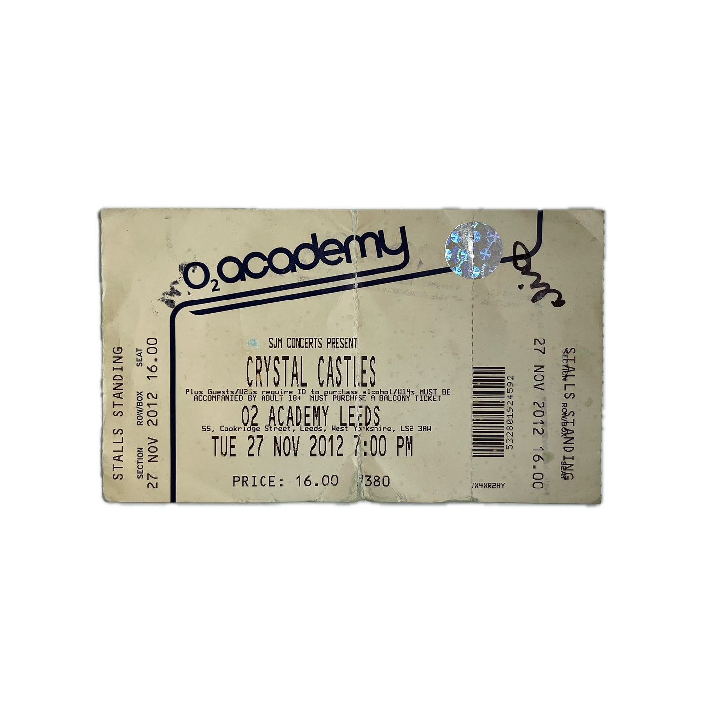 Alice Glass Signed Ticket